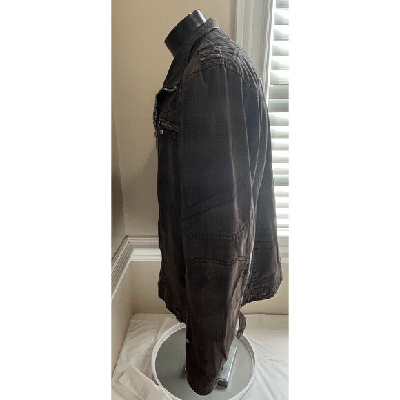 VTG F.U.S.A.I. Jacket Ments Grunge Flannel Brown Y2K Full Zip Snap Sz XL . Flaw - Picture 5 of 15
